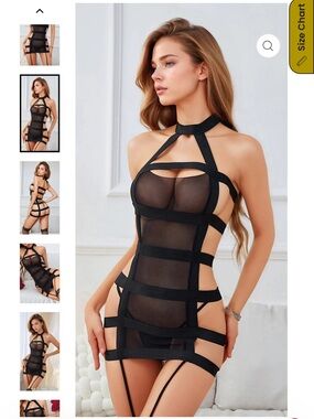 Strappy Black Sheer Cage Chemise